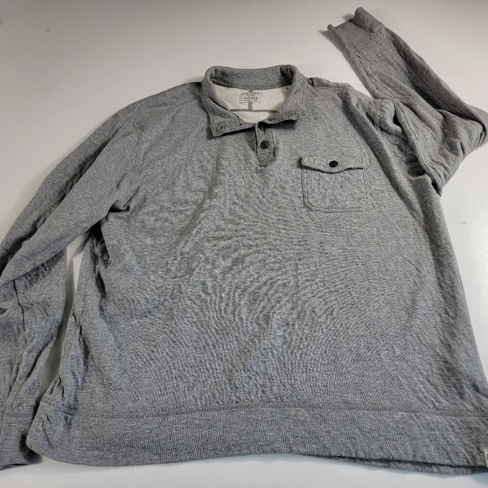 Lucky Brand Men's Long Sleeve Henley 2XL XXL grey SOFT pocket Pullover